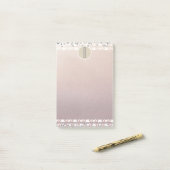 Boho Parel Glans Glam Kraft Landelijk Monogram Post-it® Notes (Op bureau)