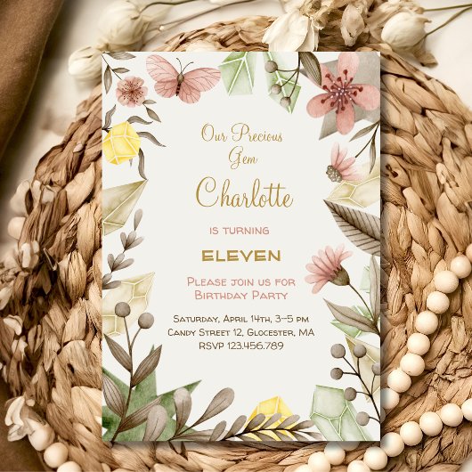 Boho Pareltjes  Crystals waterverf verjaardag Kaart