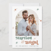 Boho Pas getrouwd Kerst Kaart Foto Koppels Kaart (Voorkant)