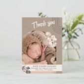 Boho Pasgeboren Baby Geboorte Aankondiging Dank u (Staand voorkant)