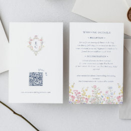 Boho Pastel bloemen Elegante Calligrafie Bruiloft Informatiekaartje