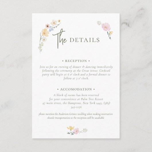 Boho Pastel bloemen Elegante Kalligrafie Wedding E Informatiekaartje (Voorkant)