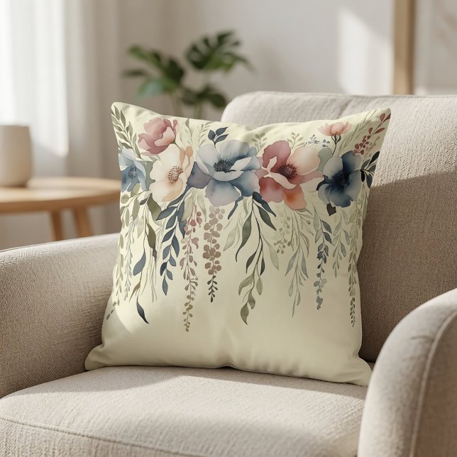 Boho Pastel Bloemencascade Kussen (Creator heeft geüpload)