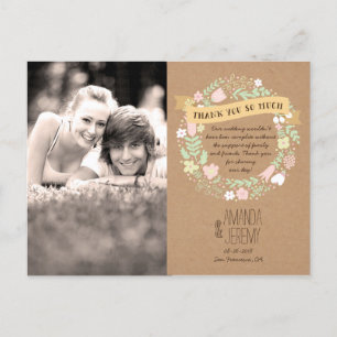 Boho pastel bloemenkrans rustieke bruiloft briefkaart