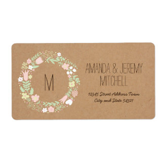 Boho pastel bloemenkrans rustieke bruiloft etiket