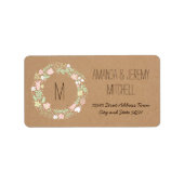 Boho pastel bloemenkrans rustieke bruiloft etiket (Voorkant)