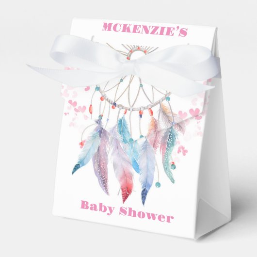 Boho Pastel Feathers Dreamweaver Girl Baby shower Bedankdoosjes (Voorkant Zijde)