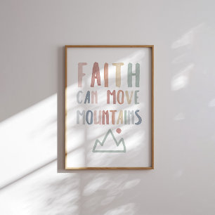 Boho pastel geloof kan bergen afdrukken verplaatse poster