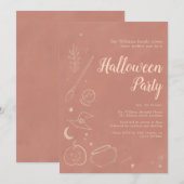 Boho pastel Halloween heksachtige Halloween uitnod Kaart (Voorkant / Achterkant)