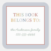 Boho Pastel Homeschool Boek Borden Vierkante Sticker (Voorkant)