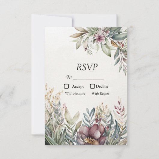 BOHO Pastel Jardin Couleurs Mariage RSVP (Devant)