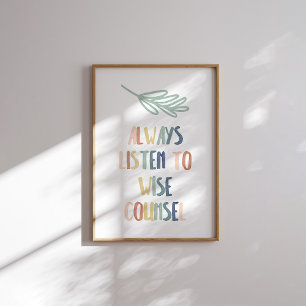 Boho pastel luister altijd naar verstandig poster