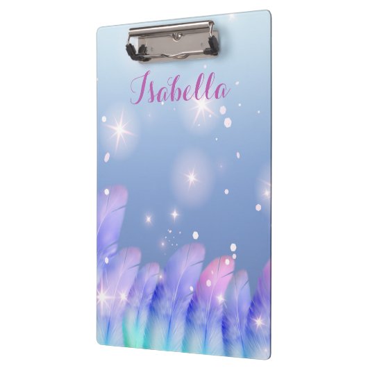 Boho Pastel Paars Pink Feathers Sparkles Klembord (Links)