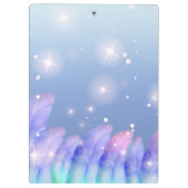 Boho Pastel Paars Pink Feathers Sparkles Klembord (Achterkant)