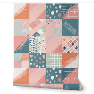 Boho Pastel Patchwork Naadloos Patroon Behang