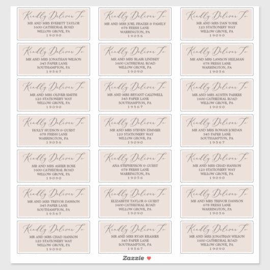 Boho Pastel Peach Wedding Guest Adresetiketten Sticker (Vel)