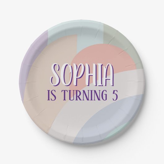 Boho Pastel Rainbow Birthday Papieren Bordje (Voorkant)