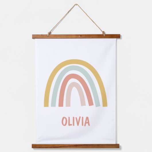 Boho Pastel Rainbow gepersonaliseerd Hangend Wandkleed (Voorkant)