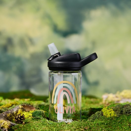 Boho Pastel Rainbow gepersonaliseerd Waterfles (Buiten)