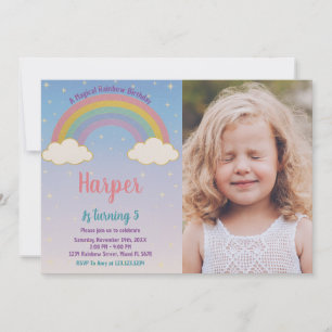 Boho Pastel Rainbow Invitation d'anniversaire