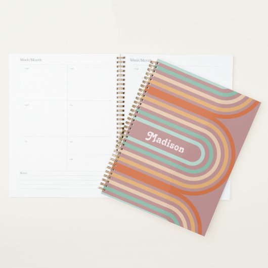 Boho Pastel Rainbow Mauve | Planificateur Cute 202 (Devant avec enveloppe)