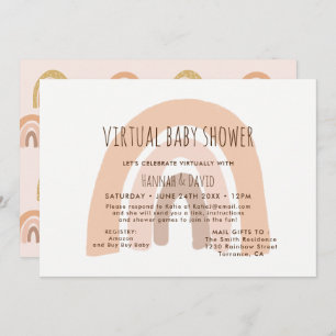 Boho Pastel Rainbow Virtual Baby shower Kaart
