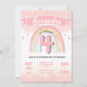 Boho Pastel Regenboog 4e Vier Verjaardag Meisje Gl Kaart (Voorkant)