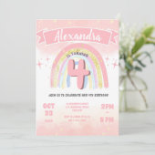 Boho Pastel Regenboog 4e Vier Verjaardag Meisje Gl Kaart (Staand voorkant)