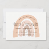 Boho Pastel Regenboog Eerste Verjaardagsuitnodigin Kaart (Voorkant)