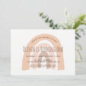 Boho Pastel Regenboog Eerste Verjaardagsuitnodigin Kaart (Staand voorkant)