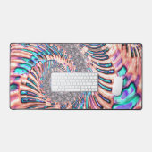 Boho Pastel Rose et Bleu Spirale Abstrait Fractal (Clavier et souris)
