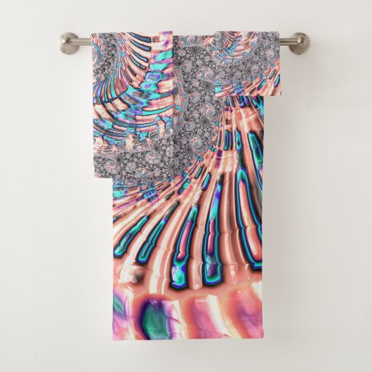 Boho Pastel rose et bleu spirale Abstraite fractal (En situation)