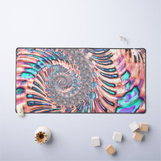 Boho Pastel Roze en Blauwe Spiraal Abstract Fracta Bureaumat