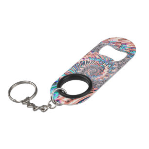 Boho Pastel Roze en Blauwe Spiraal Abstract Fracta Mini Flessenopener