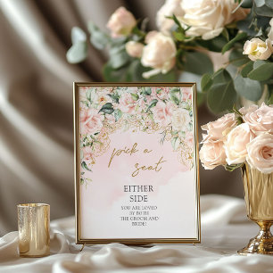 Boho pastel roze en goud Kies een zitplaats Poster
