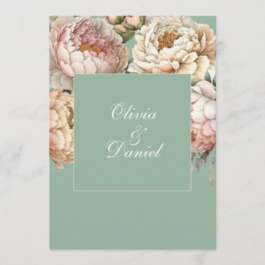 Boho Pastel Sage & Blush Peonies Programme de mari (Devant)