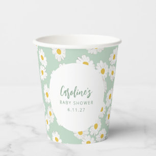 Boho Pastel Sage Daisies Bloemen Aangepast Baby sh Papieren Bekers