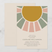  Boho Pastel Sun Genderneutraal Baby shower Kaart (Voorkant / Achterkant)