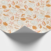Boho Pastel Terracotta Roze Zeeschelp Wrapping Cadeaupapier (Hoek)