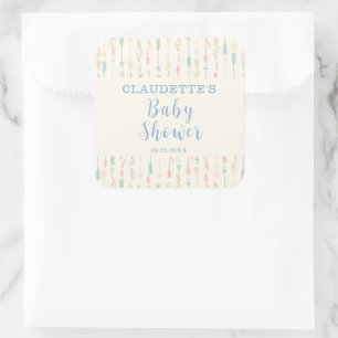 Boho Pastel Tribal Arrow Baby shower Vierkante Sticker