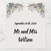 Boho Pastel Tuin Kleuren Trouw Wijnlabel Wijn Etiket (Enkel label)