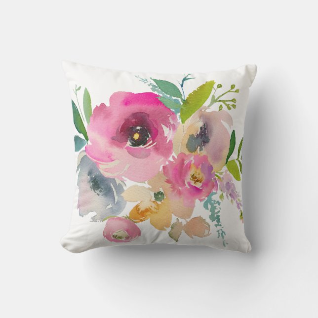 Boho Pastel Waterverf Kussen (Voorkant)