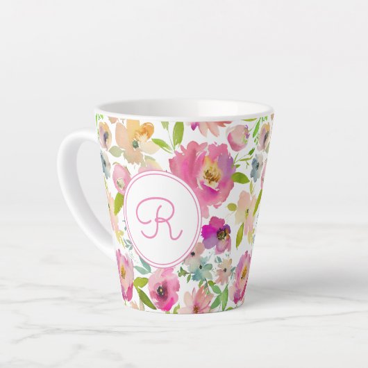 Boho Pastel Waterverf Latte Mok (Linkerhoek)