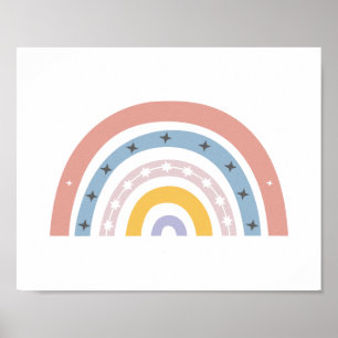 Boho Pastel Waterverf Rainbow Nursery Poster