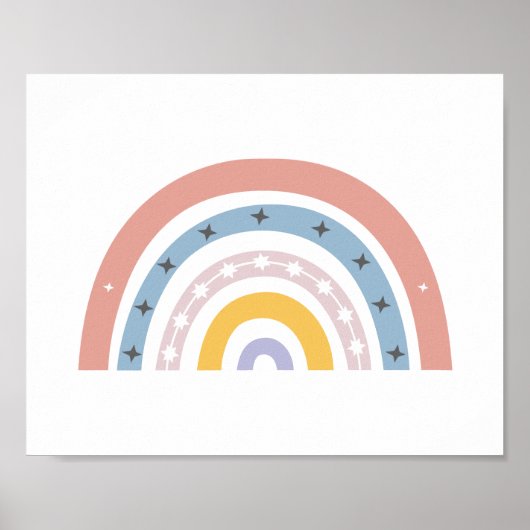 Boho Pastel Waterverf Rainbow Nursery Poster (Voorkant)
