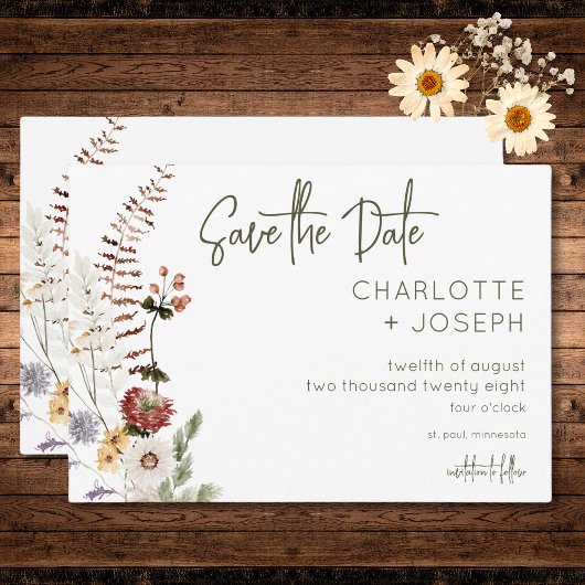 Boho Pastel Wildbloemen Modern Bloemen Bruiloft Save The Date