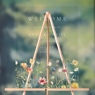 Boho Pastel Wilde Bloem Bruiloft Welkom Acryl Bord