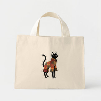 Boho Patchwork Zwarte Kat Folk Art Tas