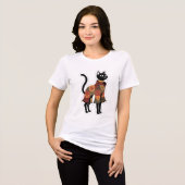 Boho Patchwork Zwarte Kat Grafische T-shirt (Voorkant volledig)