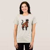 Boho Patchwork Zwarte Kat Grafische T-shirt (Voorkant volledig)